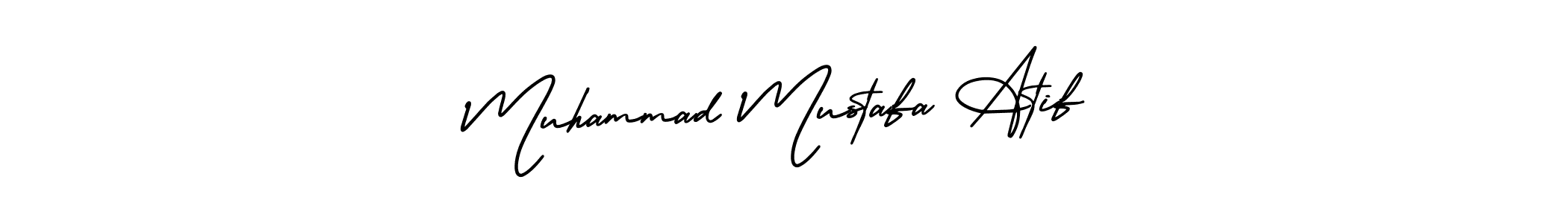 The best way (AmerikaSignatureDemo-Regular) to make a short signature is to pick only two or three words in your name. The name Muhammad Mustafa Atif include a total of six letters. For converting this name. Muhammad Mustafa Atif signature style 3 images and pictures png