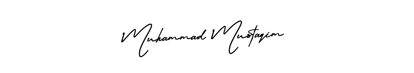 You should practise on your own different ways (AmerikaSignatureDemo-Regular) to write your name (Muhammad Mustaqim) in signature. don't let someone else do it for you. Muhammad Mustaqim signature style 3 images and pictures png
