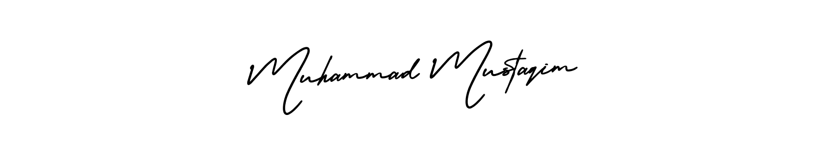How to make Muhammad Mustaqim name signature. Use AmerikaSignatureDemo-Regular style for creating short signs online. This is the latest handwritten sign. Muhammad Mustaqim signature style 3 images and pictures png