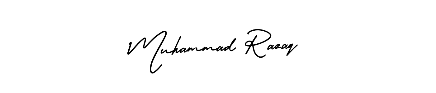 Use a signature maker to create a handwritten signature online. With this signature software, you can design (AmerikaSignatureDemo-Regular) your own signature for name Muhammad Razaq. Muhammad Razaq signature style 3 images and pictures png