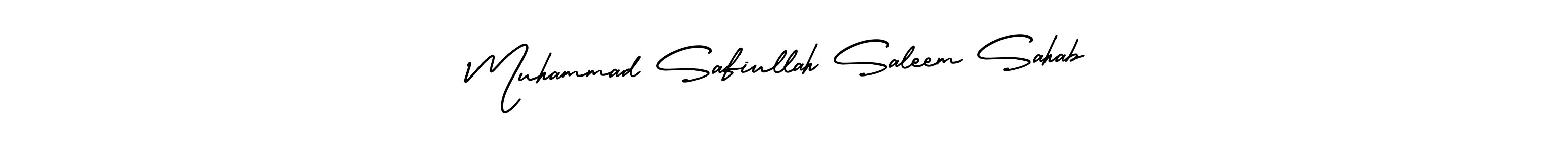 The best way (AmerikaSignatureDemo-Regular) to make a short signature is to pick only two or three words in your name. The name Muhammad Safiullah Saleem Sahab include a total of six letters. For converting this name. Muhammad Safiullah Saleem Sahab signature style 3 images and pictures png