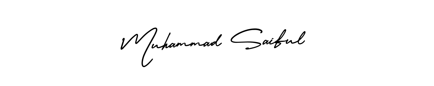 Use a signature maker to create a handwritten signature online. With this signature software, you can design (AmerikaSignatureDemo-Regular) your own signature for name Muhammad Saiful. Muhammad Saiful signature style 3 images and pictures png