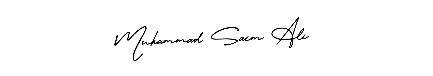 The best way (AmerikaSignatureDemo-Regular) to make a short signature is to pick only two or three words in your name. The name Muhammad Saim Ali include a total of six letters. For converting this name. Muhammad Saim Ali signature style 3 images and pictures png