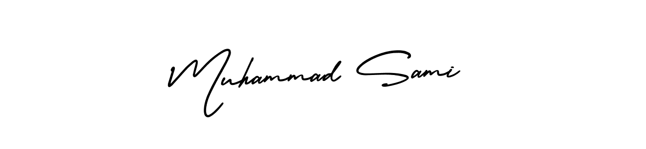 The best way (AmerikaSignatureDemo-Regular) to make a short signature is to pick only two or three words in your name. The name Muhammad Sami include a total of six letters. For converting this name. Muhammad Sami signature style 3 images and pictures png