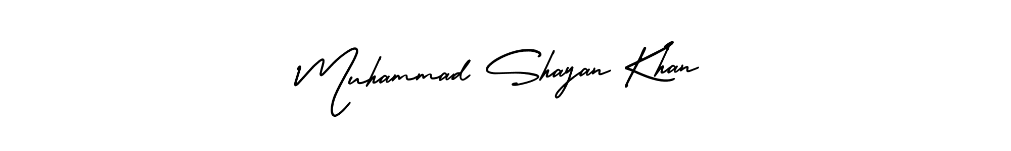 The best way (AmerikaSignatureDemo-Regular) to make a short signature is to pick only two or three words in your name. The name Muhammad Shayan Khan include a total of six letters. For converting this name. Muhammad Shayan Khan signature style 3 images and pictures png