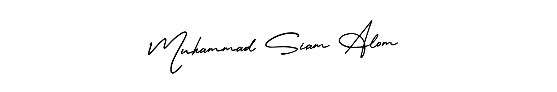 You should practise on your own different ways (AmerikaSignatureDemo-Regular) to write your name (Muhammad Siam Alom) in signature. don't let someone else do it for you. Muhammad Siam Alom signature style 3 images and pictures png