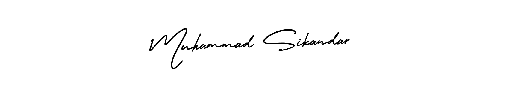 The best way (AmerikaSignatureDemo-Regular) to make a short signature is to pick only two or three words in your name. The name Muhammad Sikandar include a total of six letters. For converting this name. Muhammad Sikandar signature style 3 images and pictures png