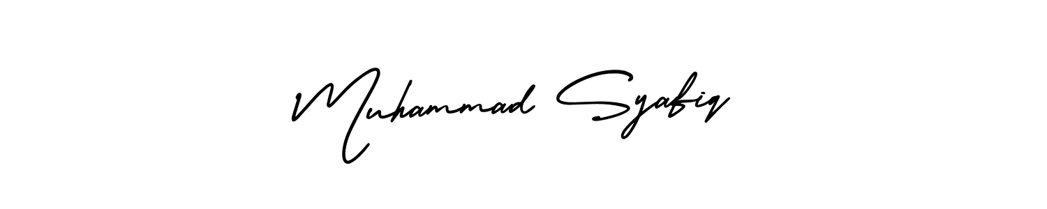 How to make Muhammad Syafiq name signature. Use AmerikaSignatureDemo-Regular style for creating short signs online. This is the latest handwritten sign. Muhammad Syafiq signature style 3 images and pictures png