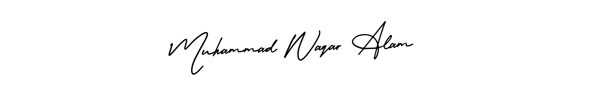 The best way (AmerikaSignatureDemo-Regular) to make a short signature is to pick only two or three words in your name. The name Muhammad Waqar Alam include a total of six letters. For converting this name. Muhammad Waqar Alam signature style 3 images and pictures png