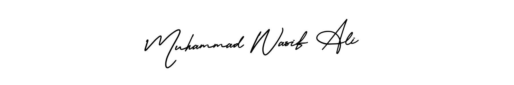 This is the best signature style for the Muhammad Wasif Ali name. Also you like these signature font (AmerikaSignatureDemo-Regular). Mix name signature. Muhammad Wasif Ali signature style 3 images and pictures png