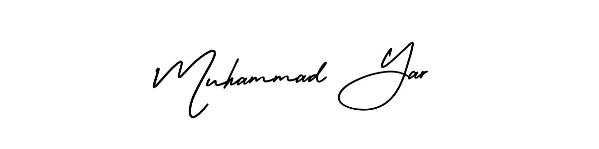 You should practise on your own different ways (AmerikaSignatureDemo-Regular) to write your name (Muhammad Yar) in signature. don't let someone else do it for you. Muhammad Yar signature style 3 images and pictures png