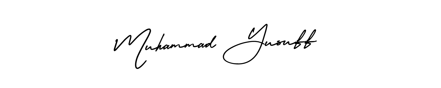 The best way (AmerikaSignatureDemo-Regular) to make a short signature is to pick only two or three words in your name. The name Muhammad Yusuff include a total of six letters. For converting this name. Muhammad Yusuff signature style 3 images and pictures png