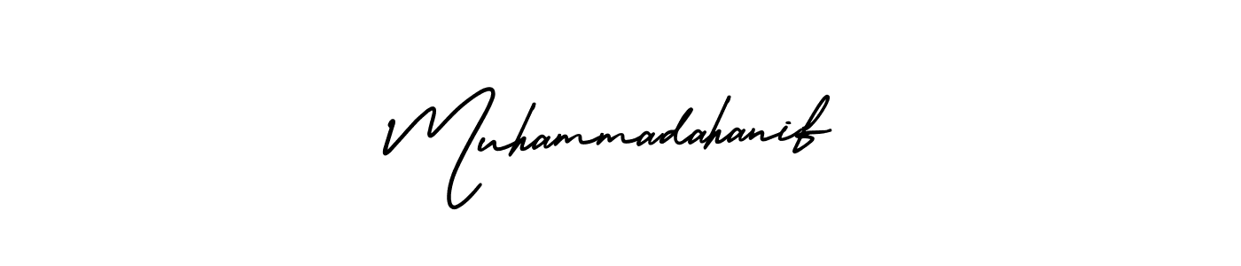 Use a signature maker to create a handwritten signature online. With this signature software, you can design (AmerikaSignatureDemo-Regular) your own signature for name Muhammadahanif. Muhammadahanif signature style 3 images and pictures png
