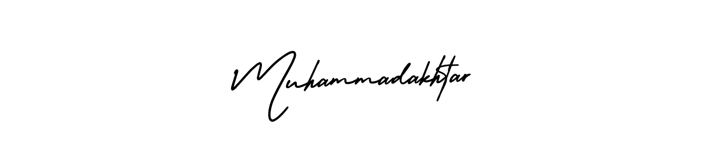 How to make Muhammadakhtar name signature. Use AmerikaSignatureDemo-Regular style for creating short signs online. This is the latest handwritten sign. Muhammadakhtar signature style 3 images and pictures png