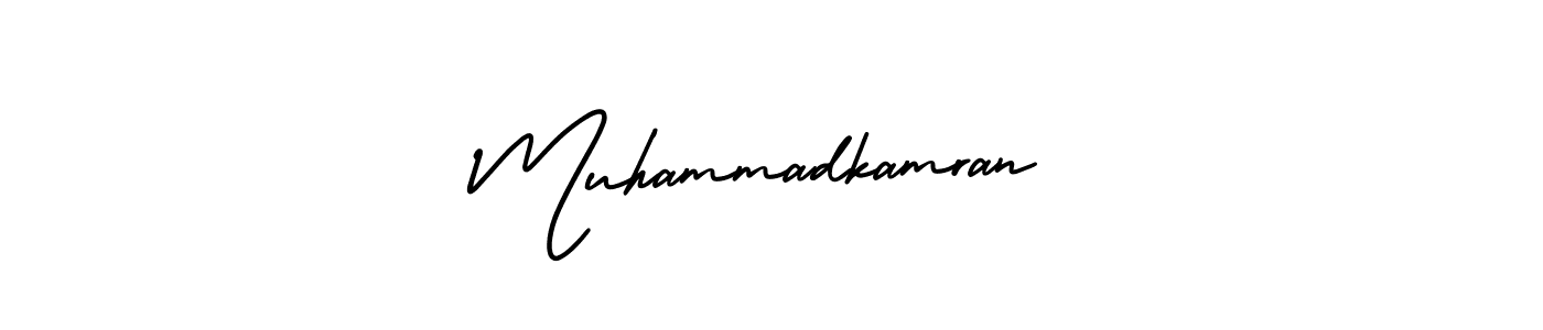 You should practise on your own different ways (AmerikaSignatureDemo-Regular) to write your name (Muhammadkamran) in signature. don't let someone else do it for you. Muhammadkamran signature style 3 images and pictures png