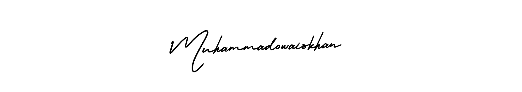 You should practise on your own different ways (AmerikaSignatureDemo-Regular) to write your name (Muhammadowaiskhan) in signature. don't let someone else do it for you. Muhammadowaiskhan signature style 3 images and pictures png