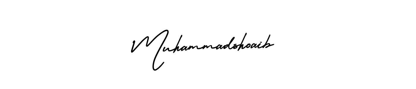 The best way (AmerikaSignatureDemo-Regular) to make a short signature is to pick only two or three words in your name. The name Muhammadshoaib include a total of six letters. For converting this name. Muhammadshoaib signature style 3 images and pictures png