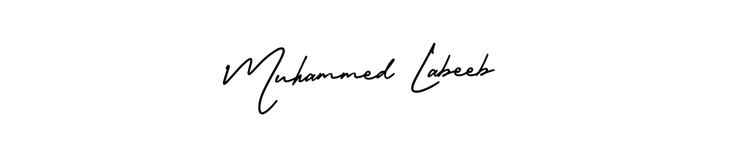 You should practise on your own different ways (AmerikaSignatureDemo-Regular) to write your name (Muhammed Labeeb) in signature. don't let someone else do it for you. Muhammed Labeeb signature style 3 images and pictures png