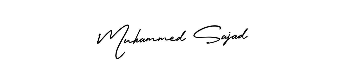 The best way (AmerikaSignatureDemo-Regular) to make a short signature is to pick only two or three words in your name. The name Muhammed Sajad include a total of six letters. For converting this name. Muhammed Sajad signature style 3 images and pictures png