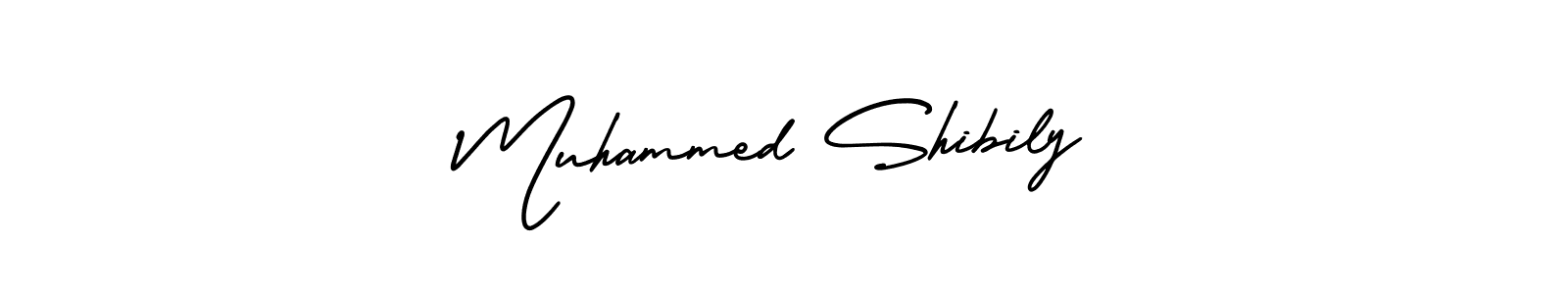 This is the best signature style for the Muhammed Shibily name. Also you like these signature font (AmerikaSignatureDemo-Regular). Mix name signature. Muhammed Shibily signature style 3 images and pictures png