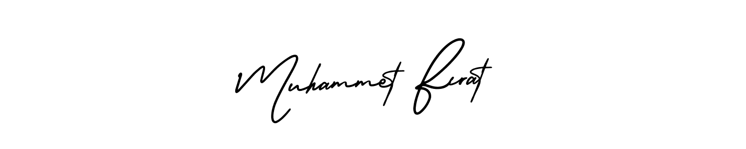 The best way (AmerikaSignatureDemo-Regular) to make a short signature is to pick only two or three words in your name. The name Muhammet Fırat include a total of six letters. For converting this name. Muhammet Fırat signature style 3 images and pictures png