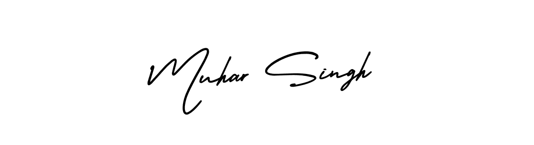 You should practise on your own different ways (AmerikaSignatureDemo-Regular) to write your name (Muhar Singh) in signature. don't let someone else do it for you. Muhar Singh signature style 3 images and pictures png
