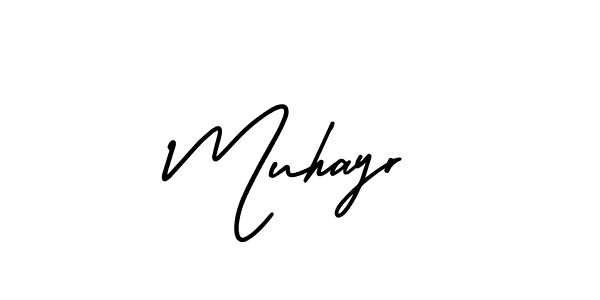 You should practise on your own different ways (AmerikaSignatureDemo-Regular) to write your name (Muhayr) in signature. don't let someone else do it for you. Muhayr signature style 3 images and pictures png