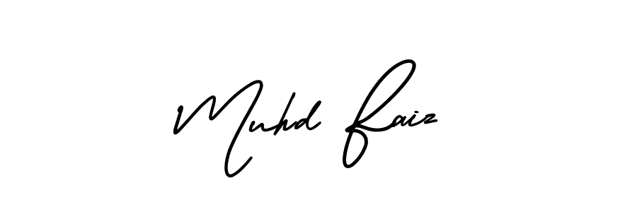 The best way (AmerikaSignatureDemo-Regular) to make a short signature is to pick only two or three words in your name. The name Muhd Faiz include a total of six letters. For converting this name. Muhd Faiz signature style 3 images and pictures png