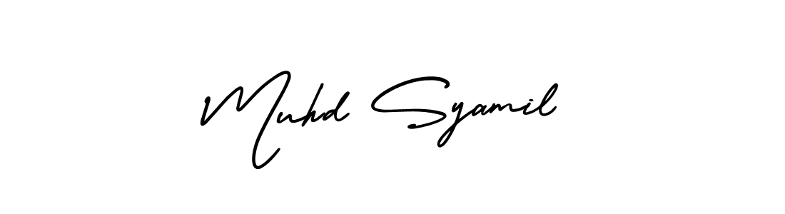 You should practise on your own different ways (AmerikaSignatureDemo-Regular) to write your name (Muhd Syamil) in signature. don't let someone else do it for you. Muhd Syamil signature style 3 images and pictures png