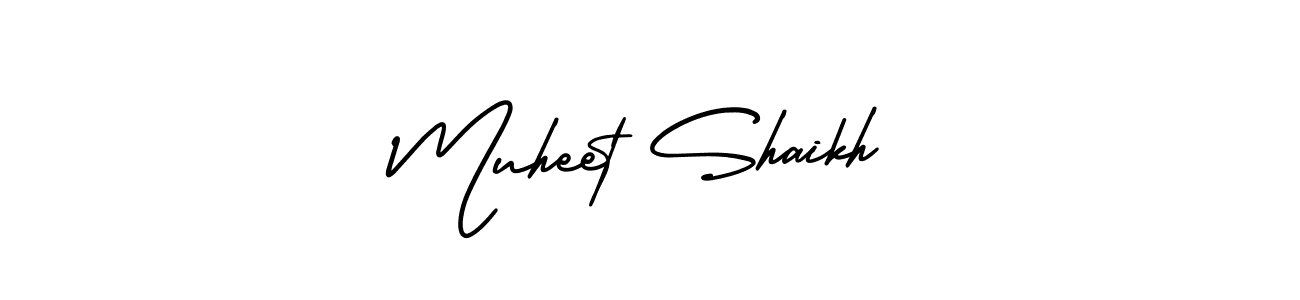 This is the best signature style for the Muheet Shaikh name. Also you like these signature font (AmerikaSignatureDemo-Regular). Mix name signature. Muheet Shaikh signature style 3 images and pictures png