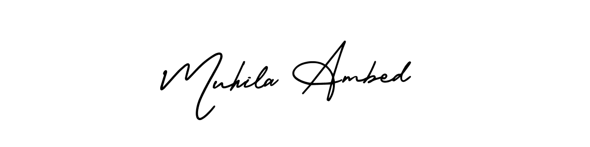 Use a signature maker to create a handwritten signature online. With this signature software, you can design (AmerikaSignatureDemo-Regular) your own signature for name Muhila Ambed. Muhila Ambed signature style 3 images and pictures png