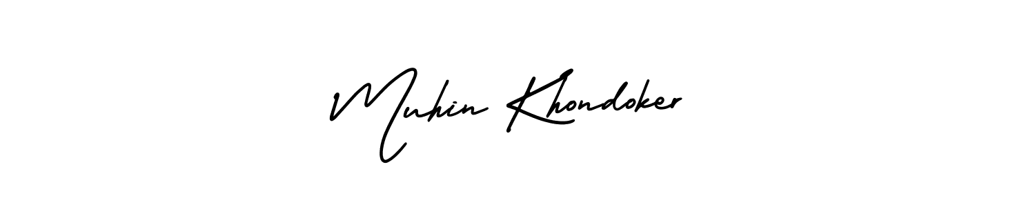 Use a signature maker to create a handwritten signature online. With this signature software, you can design (AmerikaSignatureDemo-Regular) your own signature for name Muhin Khondoker. Muhin Khondoker signature style 3 images and pictures png