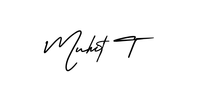 How to make Muhit T signature? AmerikaSignatureDemo-Regular is a professional autograph style. Create handwritten signature for Muhit T name. Muhit T signature style 3 images and pictures png