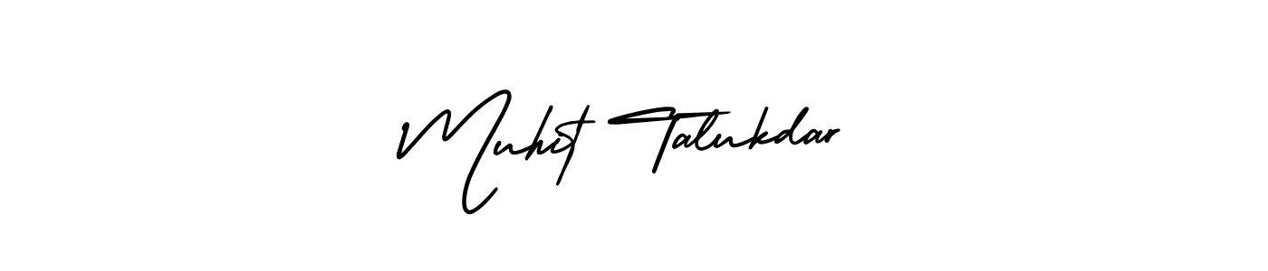 The best way (AmerikaSignatureDemo-Regular) to make a short signature is to pick only two or three words in your name. The name Muhit Talukdar include a total of six letters. For converting this name. Muhit Talukdar signature style 3 images and pictures png