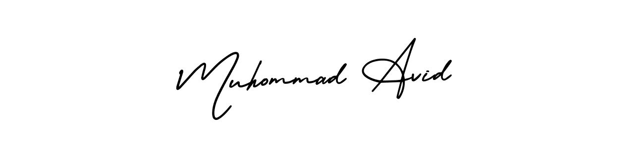 You should practise on your own different ways (AmerikaSignatureDemo-Regular) to write your name (Muhommad Avid) in signature. don't let someone else do it for you. Muhommad Avid signature style 3 images and pictures png