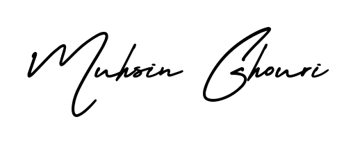 A stylish, flowing autograph style designed for name Muhsin Ghouri using AmerikaSignatureDemo-Regular typography. Perfect for digital creative projects. Muhsin Ghouri signature style 3 images and pictures png