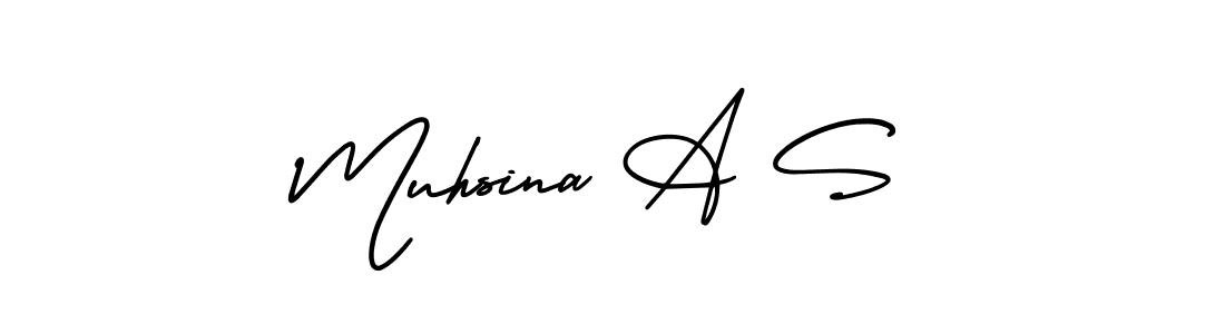 Design your own signature with our free online signature maker. With this signature software, you can create a handwritten (AmerikaSignatureDemo-Regular) signature for name Muhsina A S. Muhsina A S signature style 3 images and pictures png