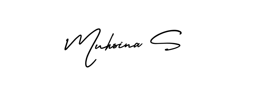 Design your own signature with our free online signature maker. With this signature software, you can create a handwritten (AmerikaSignatureDemo-Regular) signature for name Muhsina S. Muhsina S signature style 3 images and pictures png