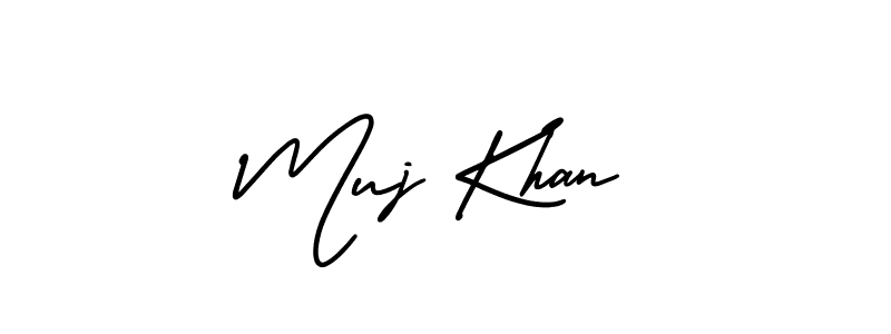 You should practise on your own different ways (AmerikaSignatureDemo-Regular) to write your name (Muj Khan) in signature. don't let someone else do it for you. Muj Khan signature style 3 images and pictures png