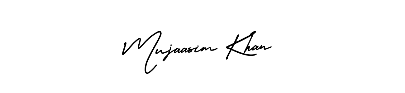 This is the best signature style for the Mujaasim Khan name. Also you like these signature font (AmerikaSignatureDemo-Regular). Mix name signature. Mujaasim Khan signature style 3 images and pictures png