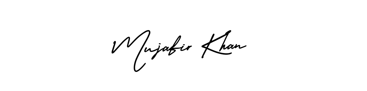 The best way (AmerikaSignatureDemo-Regular) to make a short signature is to pick only two or three words in your name. The name Mujafir Khan include a total of six letters. For converting this name. Mujafir Khan signature style 3 images and pictures png