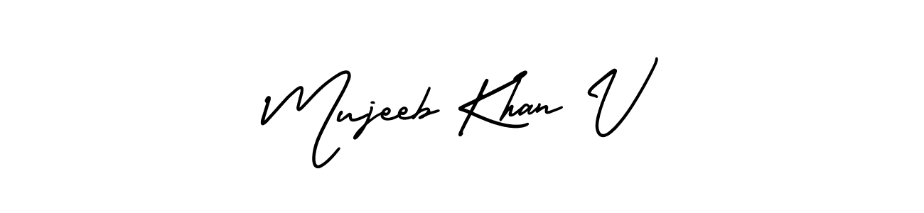 Also You can easily find your signature by using the search form. We will create Mujeeb Khan V name handwritten signature images for you free of cost using AmerikaSignatureDemo-Regular sign style. Mujeeb Khan V signature style 3 images and pictures png
