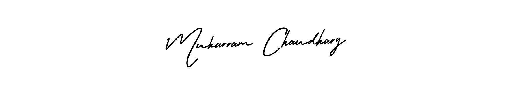The best way (AmerikaSignatureDemo-Regular) to make a short signature is to pick only two or three words in your name. The name Mukarram Chaudhary include a total of six letters. For converting this name. Mukarram Chaudhary signature style 3 images and pictures png