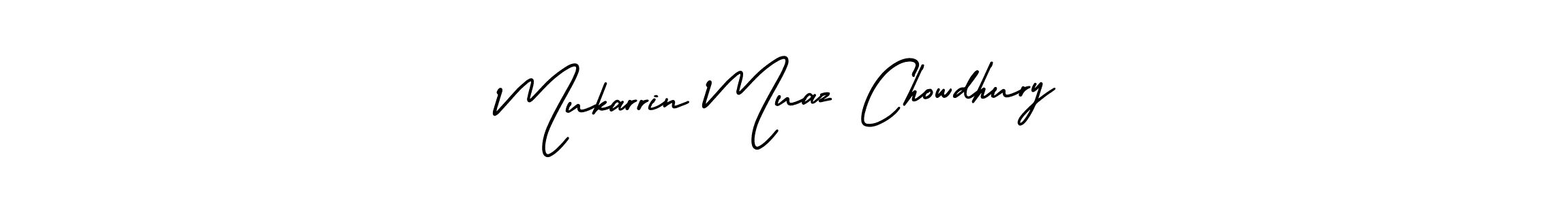You should practise on your own different ways (AmerikaSignatureDemo-Regular) to write your name (Mukarrin Muaz Chowdhury) in signature. don't let someone else do it for you. Mukarrin Muaz Chowdhury signature style 3 images and pictures png