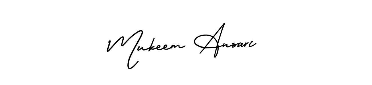 The best way (AmerikaSignatureDemo-Regular) to make a short signature is to pick only two or three words in your name. The name Mukeem Ansari include a total of six letters. For converting this name. Mukeem Ansari signature style 3 images and pictures png