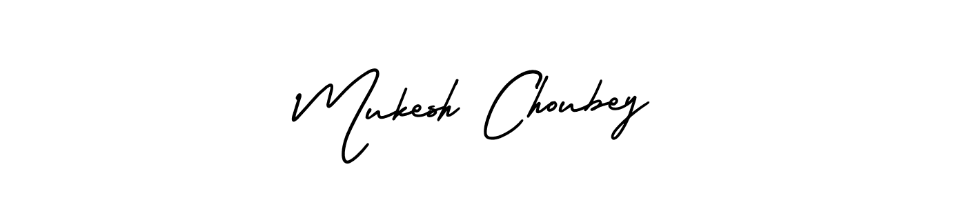 This is the best signature style for the Mukesh Choubey name. Also you like these signature font (AmerikaSignatureDemo-Regular). Mix name signature. Mukesh Choubey signature style 3 images and pictures png