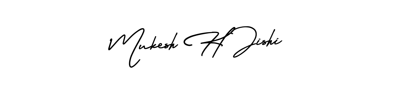 This is the best signature style for the Mukesh H Jishi name. Also you like these signature font (AmerikaSignatureDemo-Regular). Mix name signature. Mukesh H Jishi signature style 3 images and pictures png