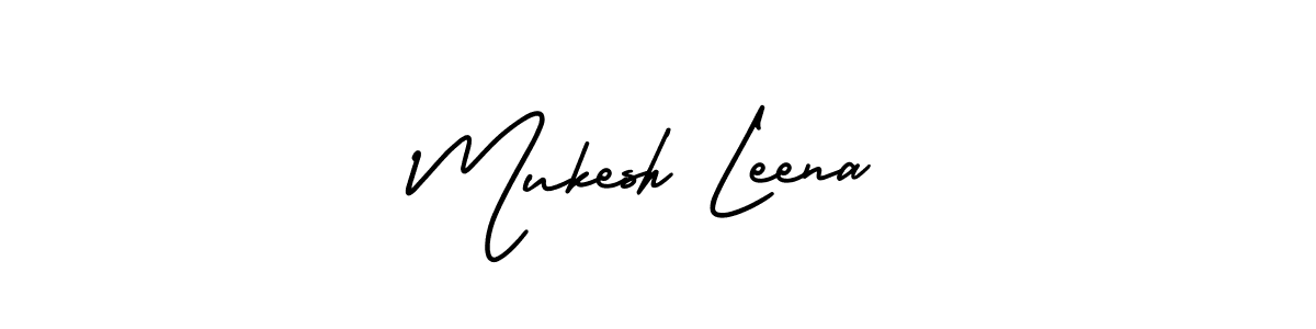 The best way (AmerikaSignatureDemo-Regular) to make a short signature is to pick only two or three words in your name. The name Mukesh Leena include a total of six letters. For converting this name. Mukesh Leena signature style 3 images and pictures png
