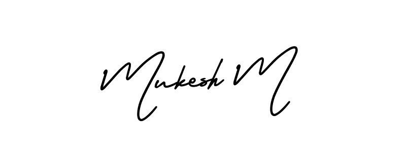 Make a beautiful signature design for name Mukesh M. With this signature (AmerikaSignatureDemo-Regular) style, you can create a handwritten signature for free. Mukesh M signature style 3 images and pictures png