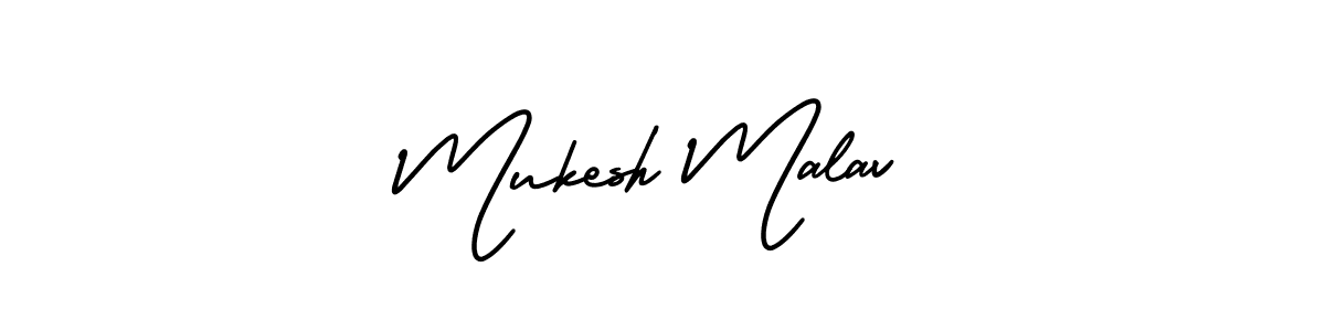 The best way (AmerikaSignatureDemo-Regular) to make a short signature is to pick only two or three words in your name. The name Mukesh Malav include a total of six letters. For converting this name. Mukesh Malav signature style 3 images and pictures png
